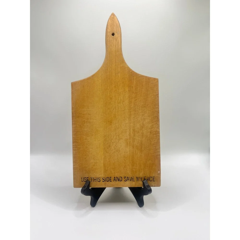 Vintage Wooden Cutting Board Colonial Hearth Scene Save My Face Wall Decor